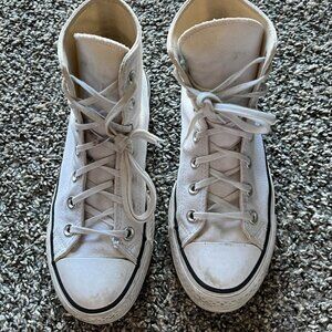 Converse Chuck Taylor Trainers Womens 8 White High Top Shoes Hipster Skater Alt